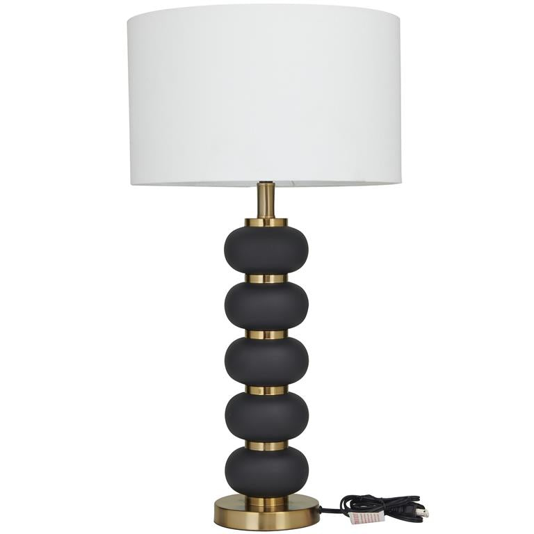 Metal Orbs Style Base Table Lamp with Drum Shade