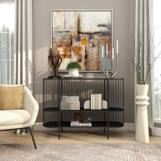 Stainless Steel Abstract U-Shaped Candelabra, 4 Holders