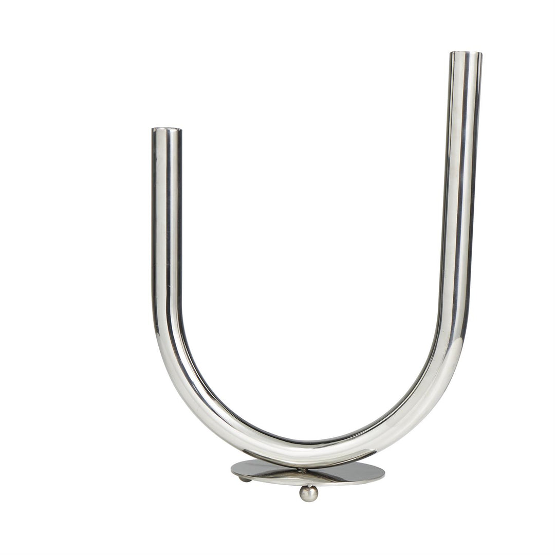 Stainless Steel Abstract U-Shaped Candelabra Set