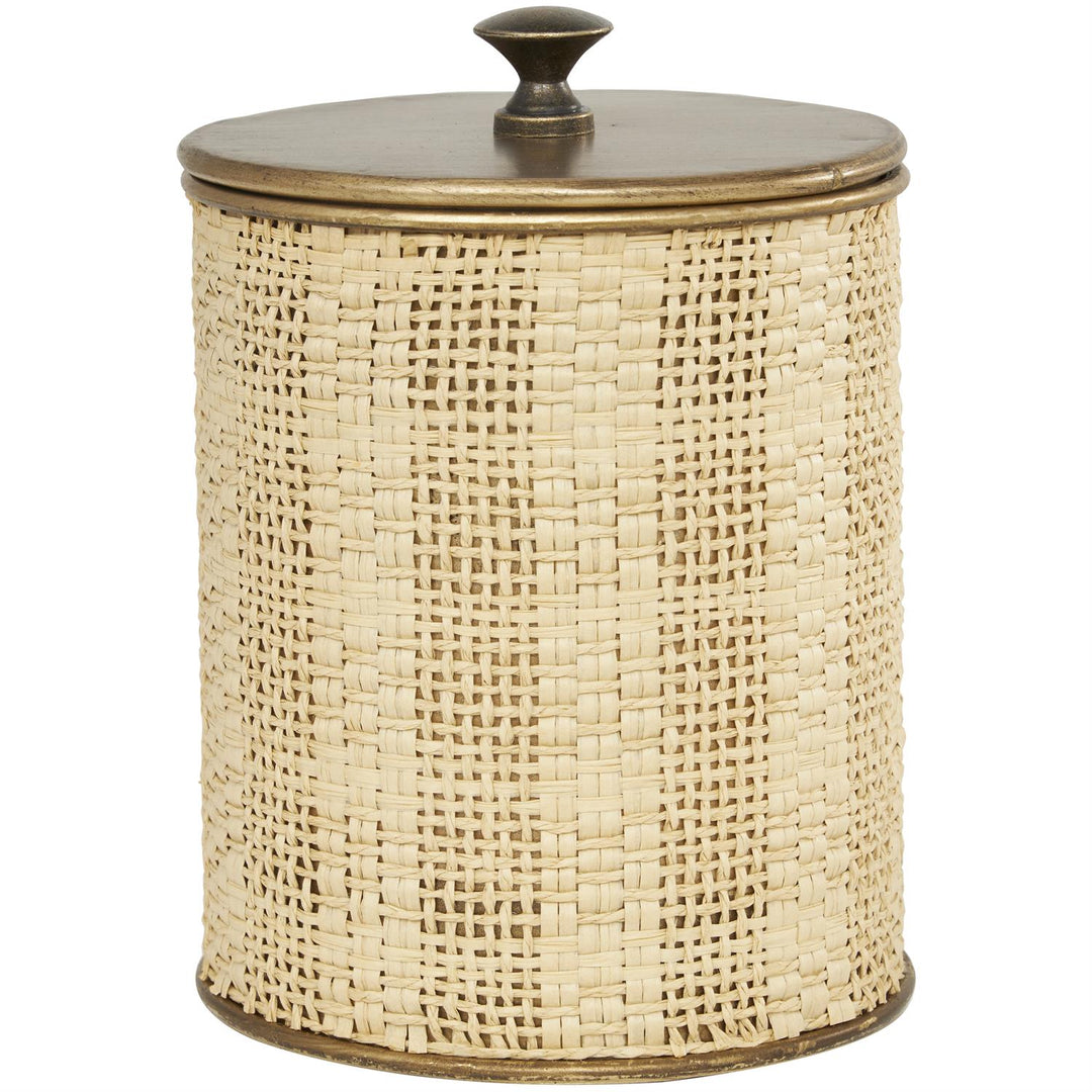Metal Woven Decorative Jars Set with Gold Lids
