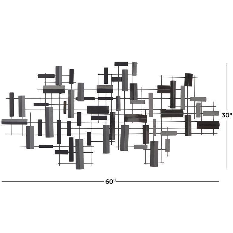 3D Wide Geometric Grid Wall Art