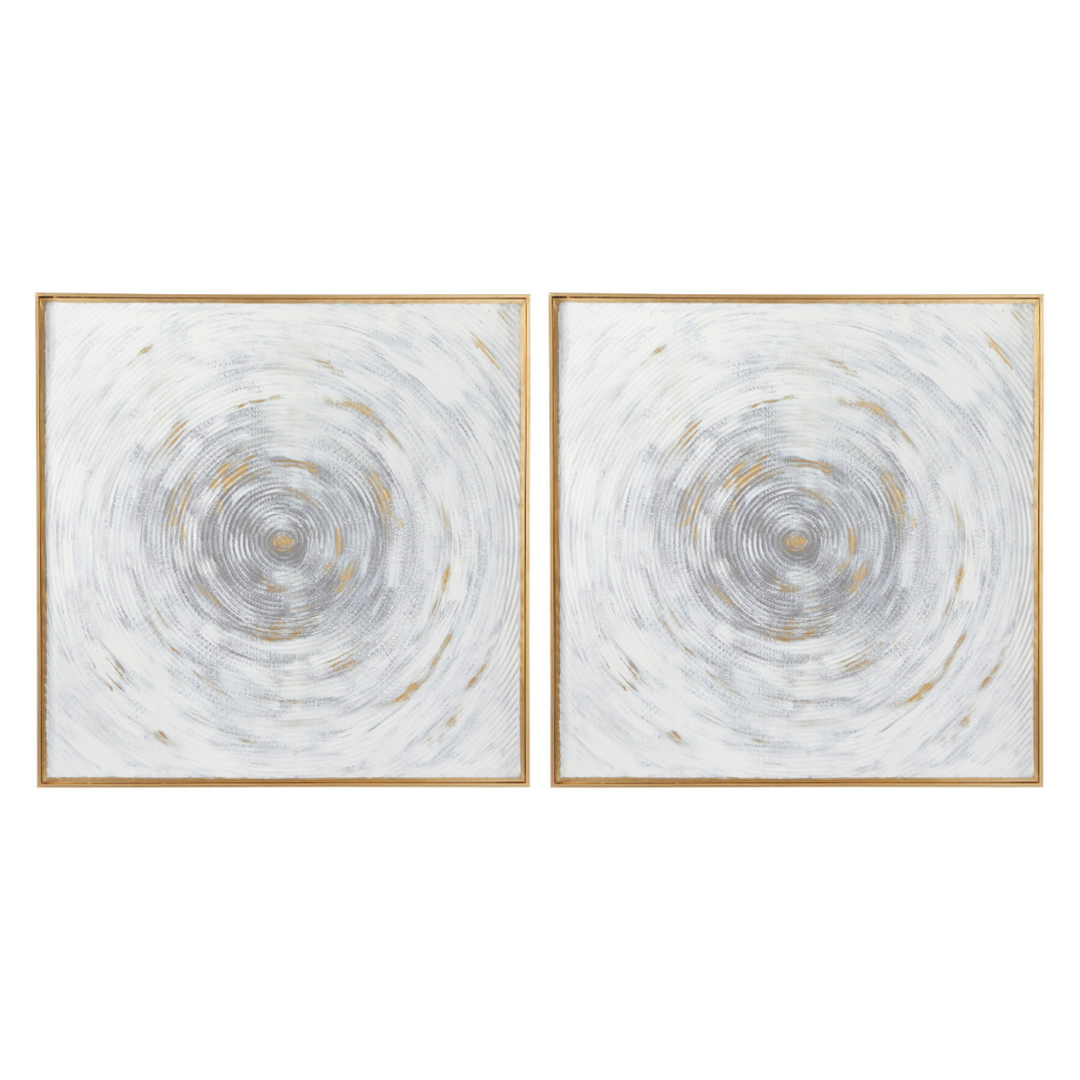 Spiral Textured Metal Painting with Gold Accents Set, 40"