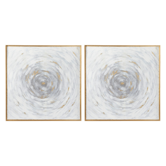 Spiral Textured Metal Painting with Gold Accents Set, 40"