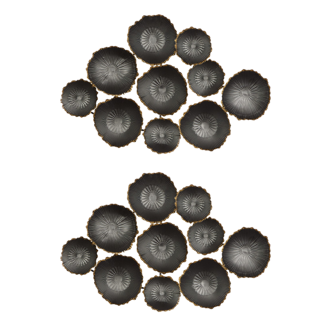 3D Coral Inspired Metal Wall Decor with Gold Edges Set