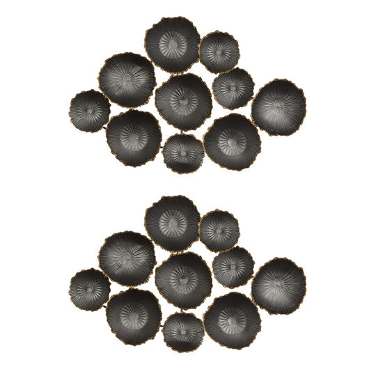 3D Coral Inspired Metal Wall Decor with Gold Edges Set
