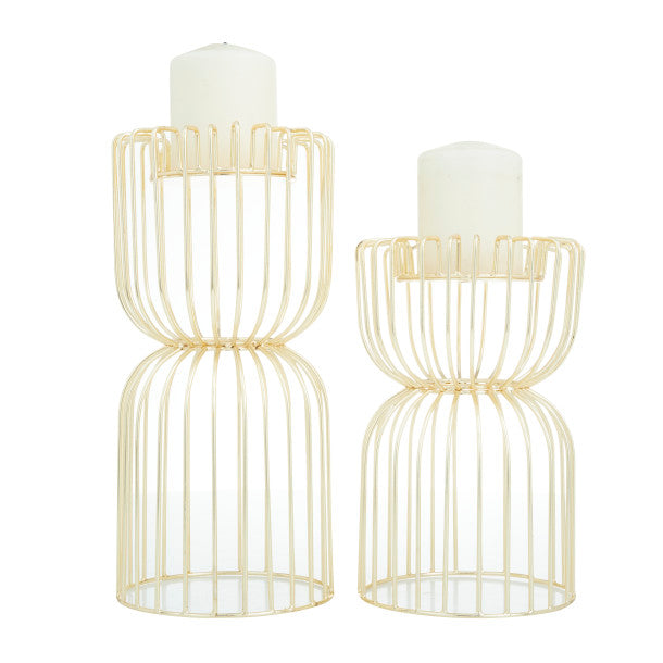 Bird Cage Style Candle Holder Set