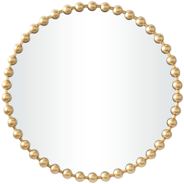 Metal Wall Mirror with Beaded Detailing
