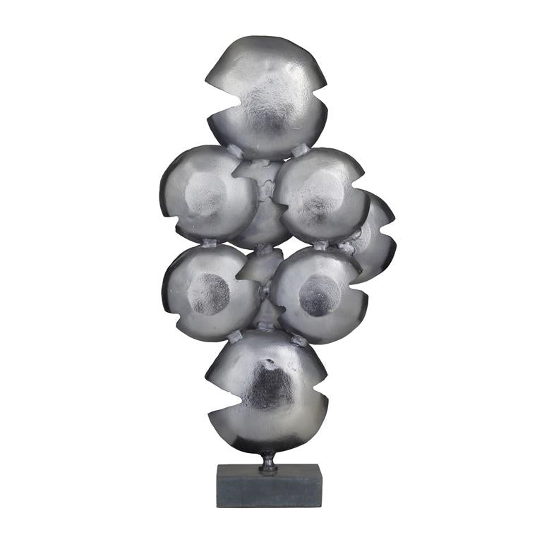 Vertical Layered Metal Lily Pads Sculpture with Black Base