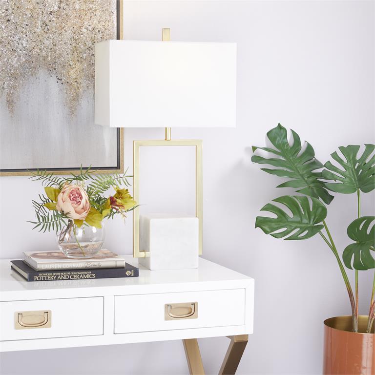 Marble Table Lamp with Square Shade