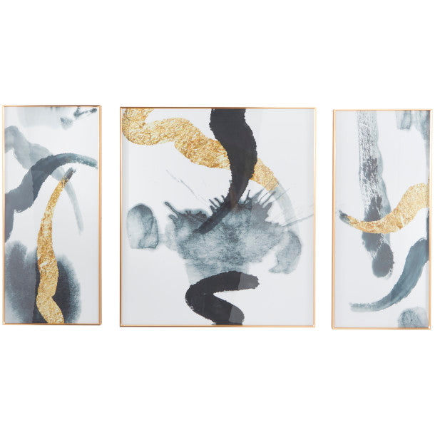 XL Splash Abstract Porcelain Wall Art with Gold Accents Set