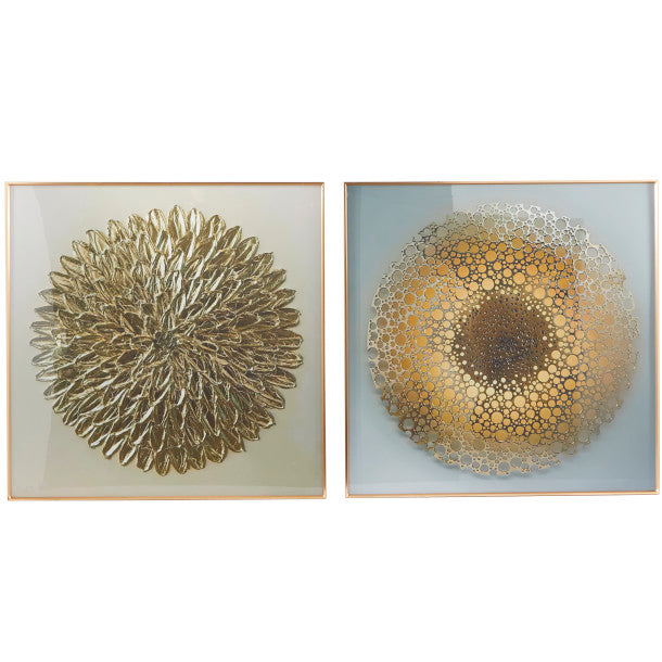 Starburst Porcelain Square Wall Art with Gold Accents Set