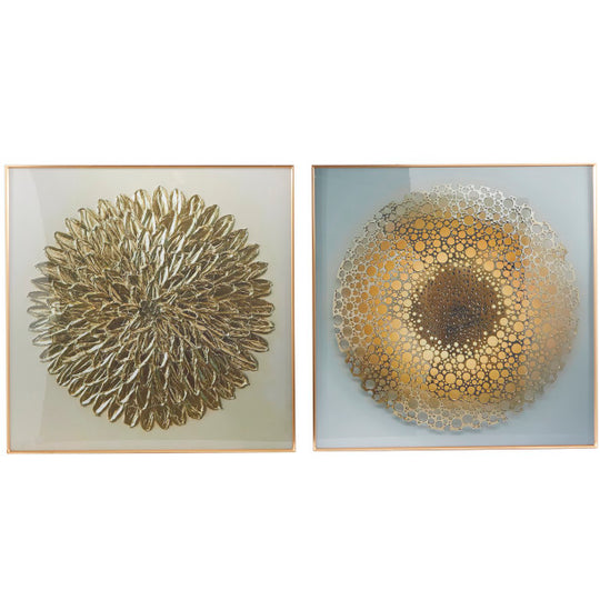Starburst Porcelain Square Wall Art with Gold Accents Set