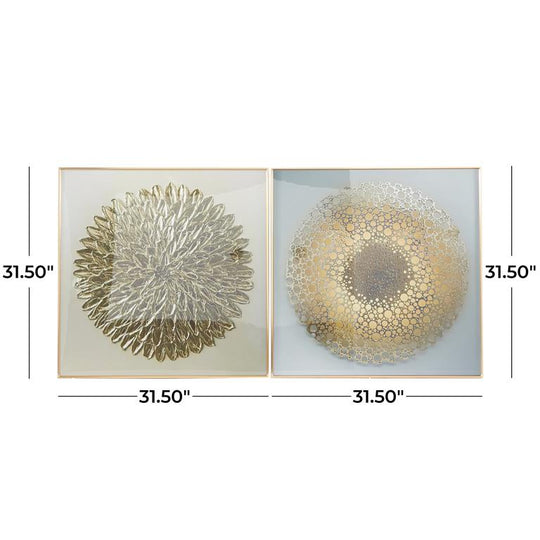 Starburst Porcelain Square Wall Art with Gold Accents Set