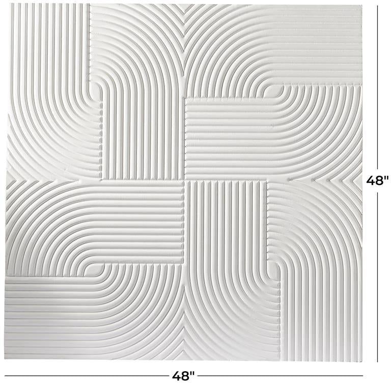Square Geometric Carved Wooden Wall Decor, 48"