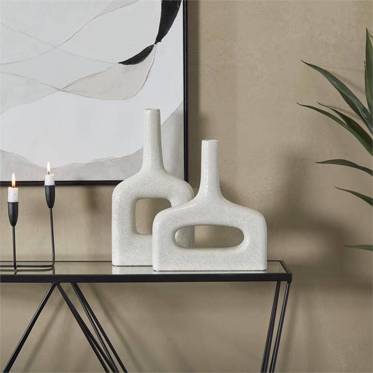 Abstract Geometric Ceramic Vase Set