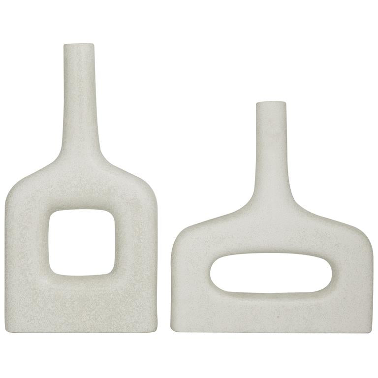 Abstract Geometric Ceramic Vase Set