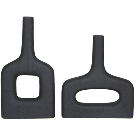 Abstract Geometric Ceramic Vase Set