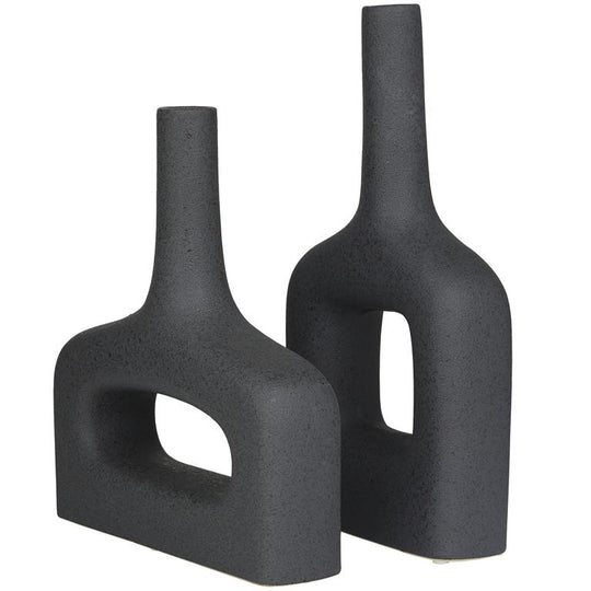 Abstract Geometric Ceramic Vase Set