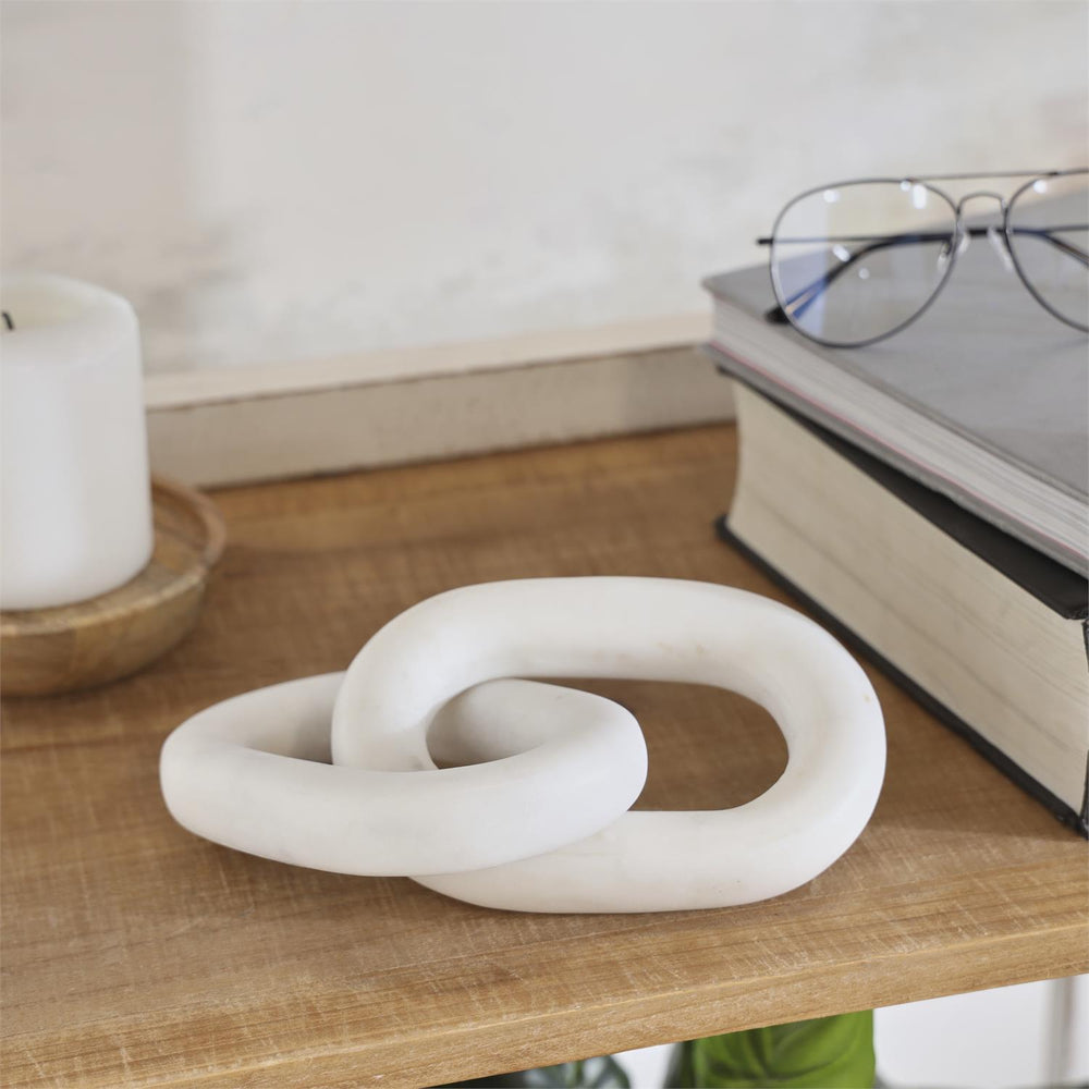 Marble 2 Link Chain Sculpture, 9"