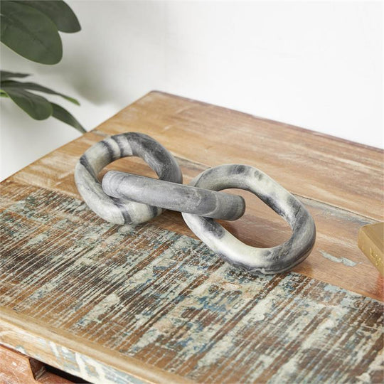 Marble 3 Link Chain Sculpture, 13"