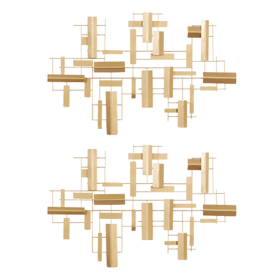 Geometric Metal Grid Wall Decor Set