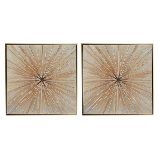 Textured Starburst Mixed Media Wall Art with Gold Frame Set