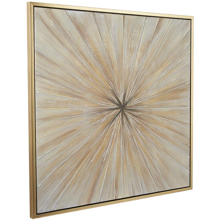 Textured Starburst Mixed Media Wall Art with Gold Frame Set