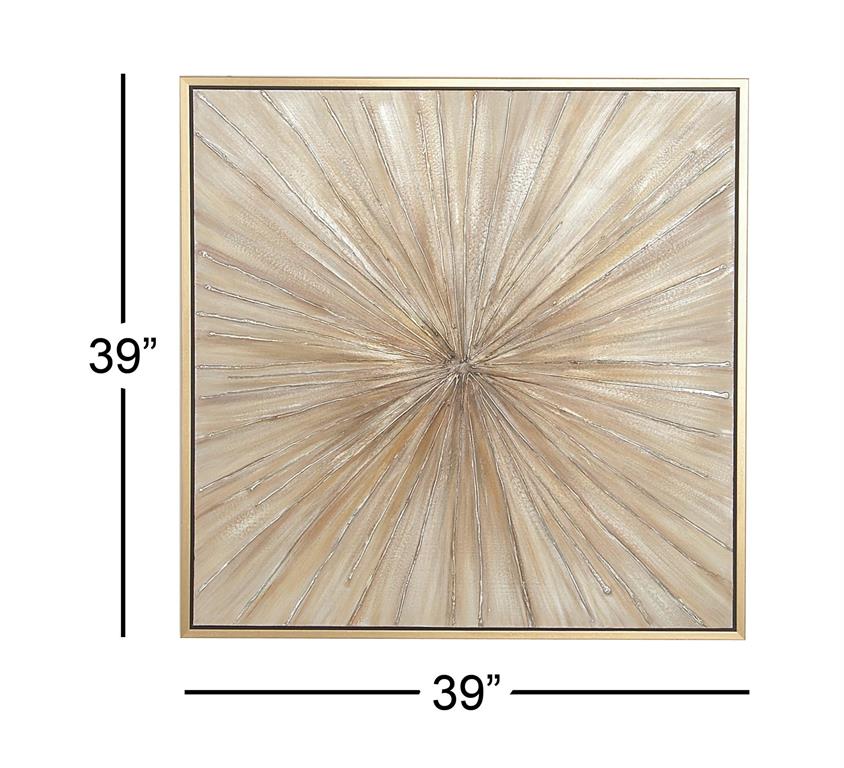 Textured Starburst Mixed Media Wall Art with Gold Frame Set