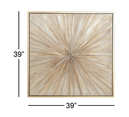 Textured Starburst Mixed Media Wall Art with Gold Frame Set