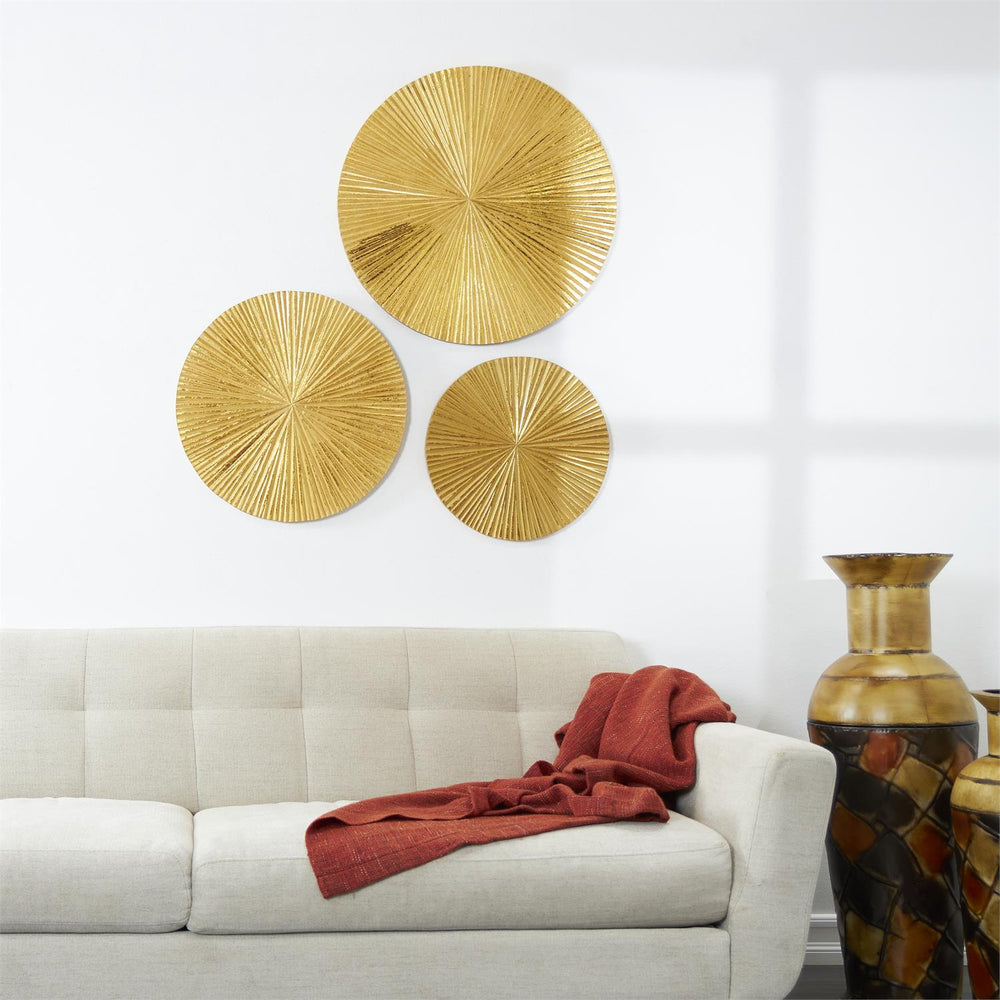 Radial Wooden Carved Plate Wall Decor Set