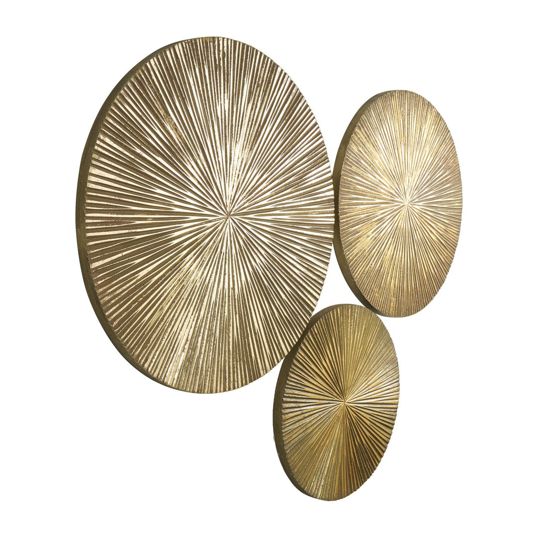Radial Wooden Carved Plate Wall Decor Set