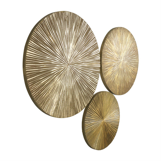 Radial Wooden Carved Plate Wall Decor Set