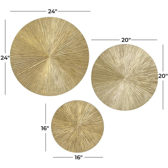 Radial Wooden Carved Plate Wall Decor Set