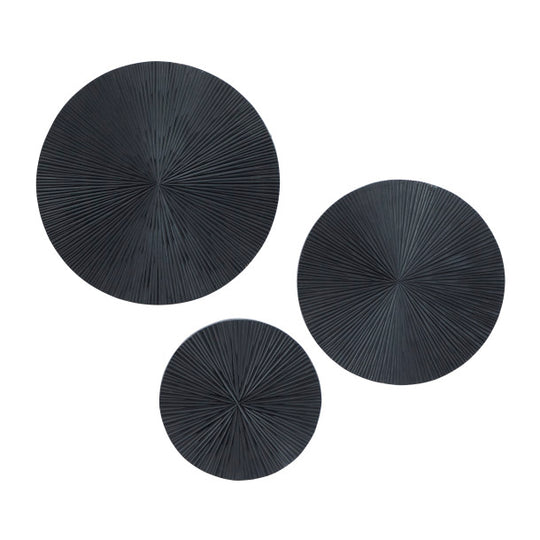 Radial Wooden Carved Plate Wall Decor Set