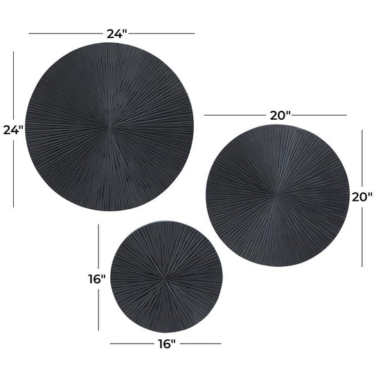 Radial Wooden Carved Plate Wall Decor Set
