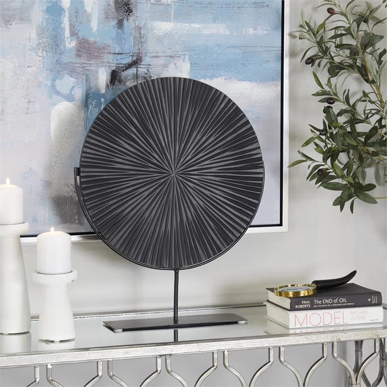 Starburst Carved Wooden Sculpture with Stand