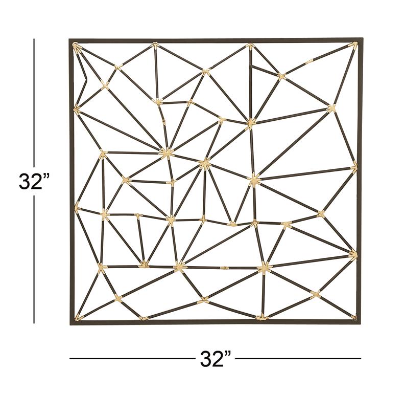 Pattern Linked 3D Metal Wall Decor with Gold Accents Set