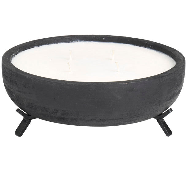 40 oz Scented 4 Wick Candle in Wood Bowl with Metal Stand