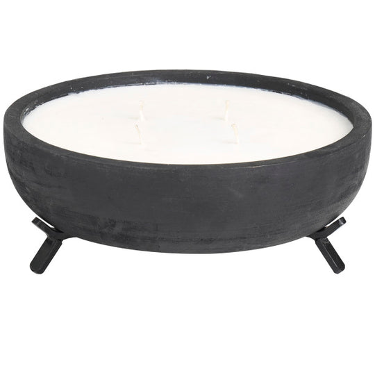 40 oz Scented 4 Wick Candle in Wood Bowl with Metal Stand