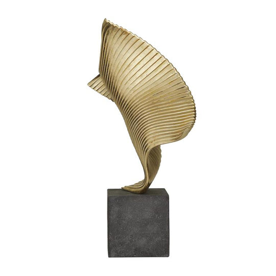Rippled Abstract Wave Sculpture with Black Base