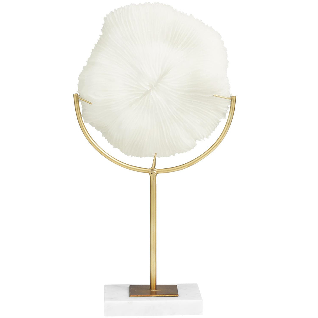 Handmade Polystone Coral Sculpture with Marble Base, 15"