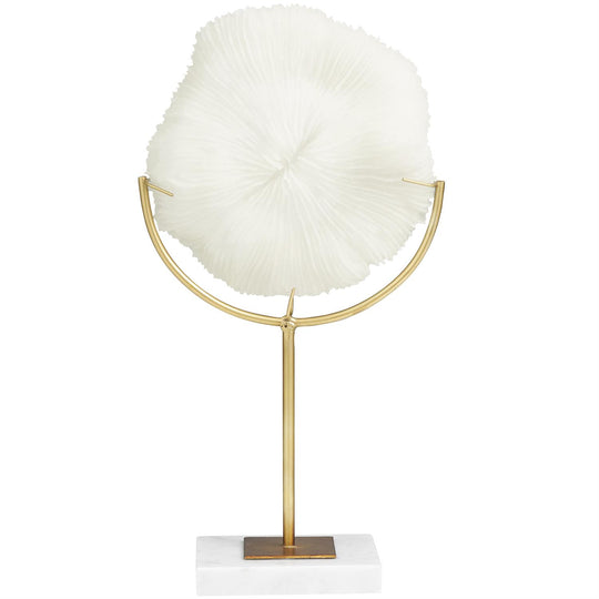 Handmade Polystone Coral Sculpture with Marble Base, 15"