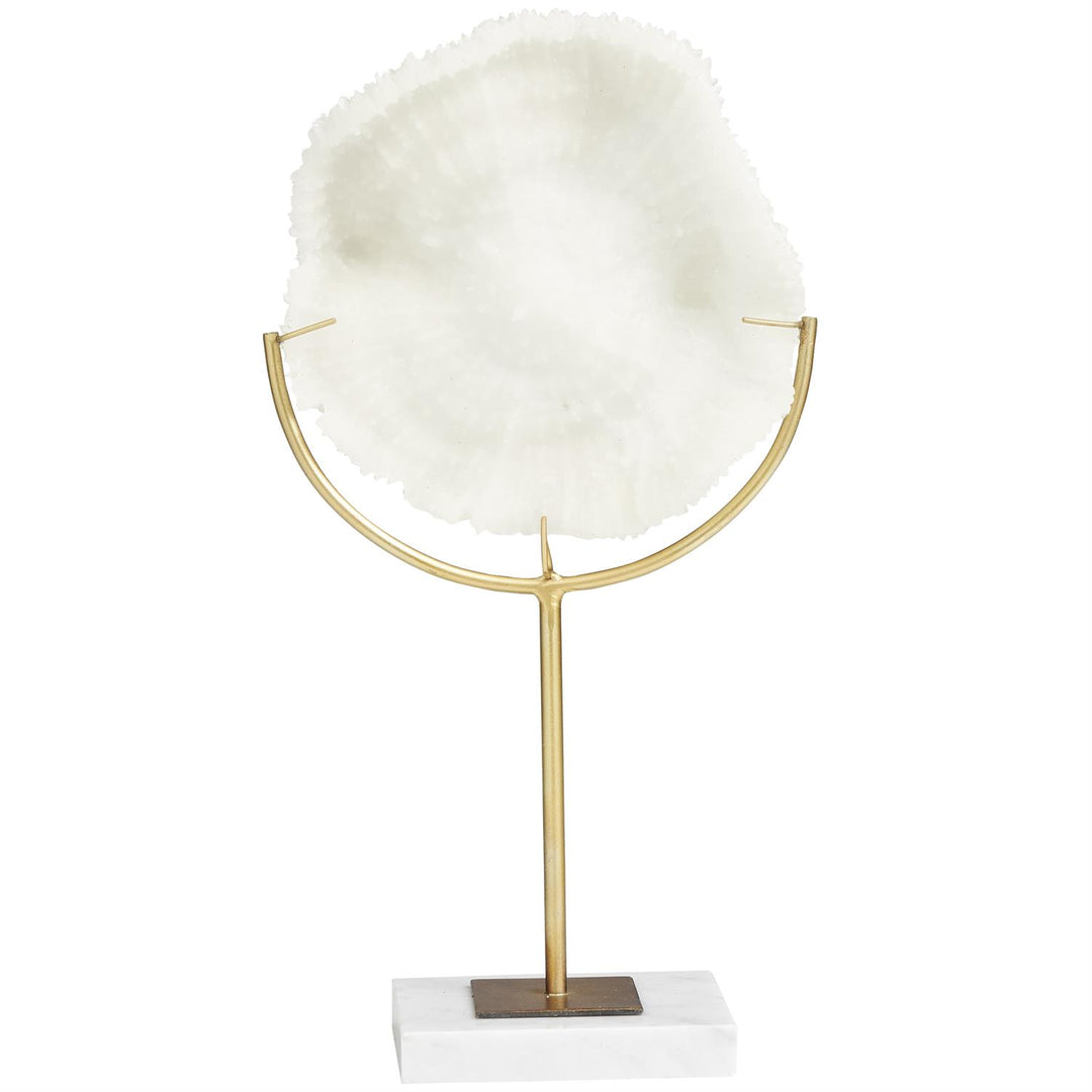 Handmade Polystone Coral Sculpture with Marble Base, 15"