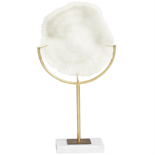 Handmade Polystone Coral Sculpture with Marble Base, 15"