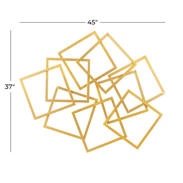 Layered Metal Squares Geometric Wall Decor Set, 45"x 37"