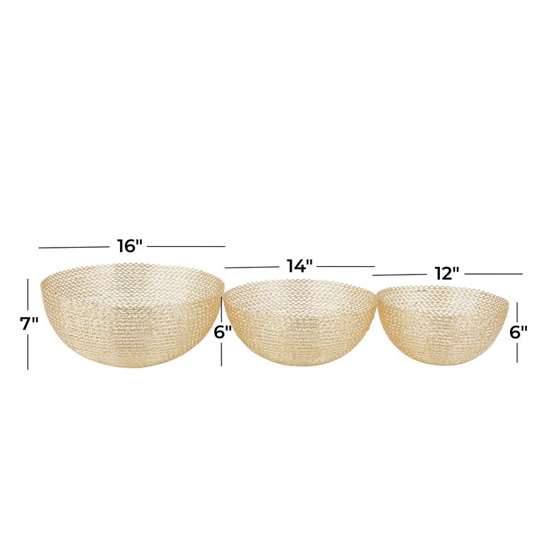Zig Zag Mesh Metal Decorative Bowl Set