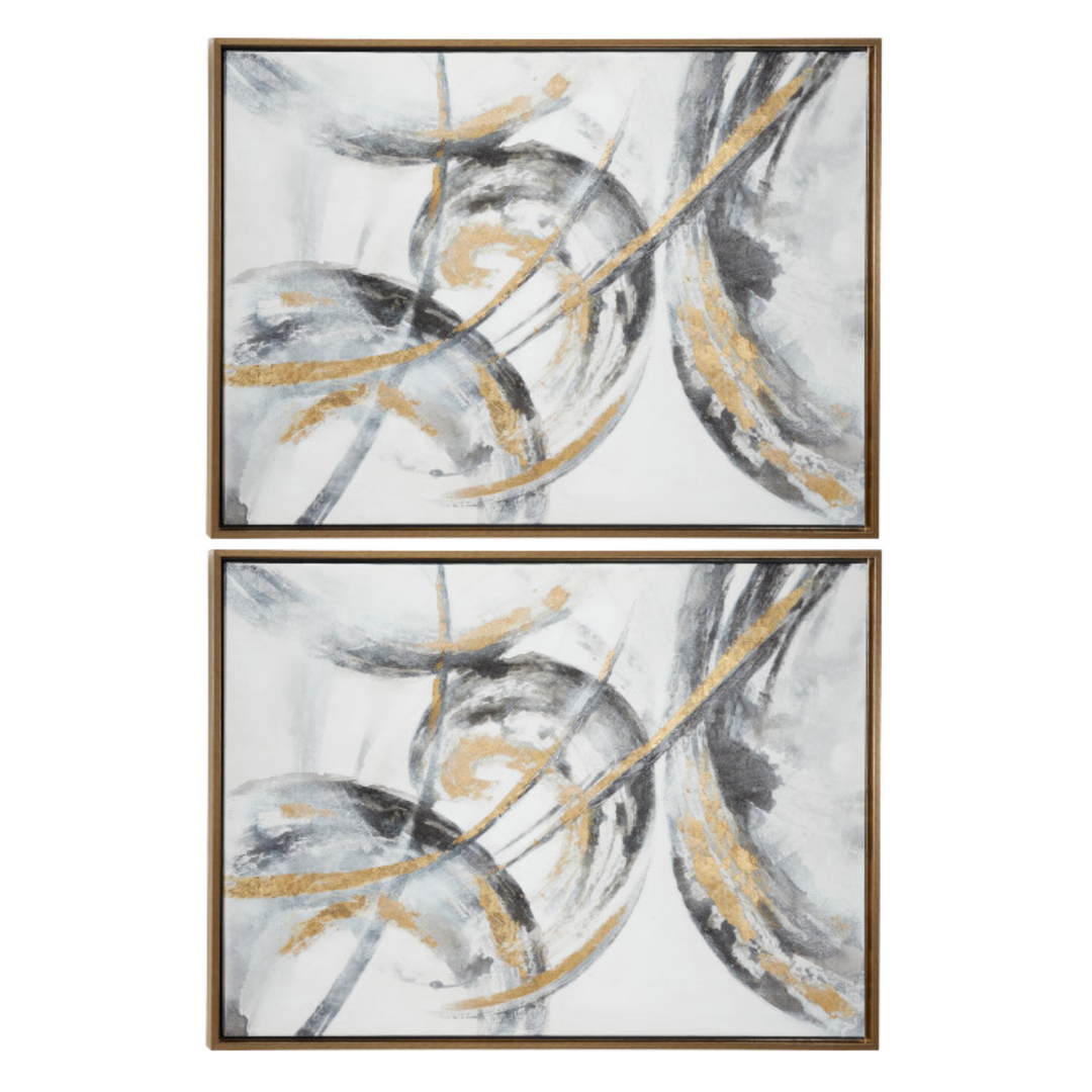 Abstract Motion Wall Art with Gold Frame Set