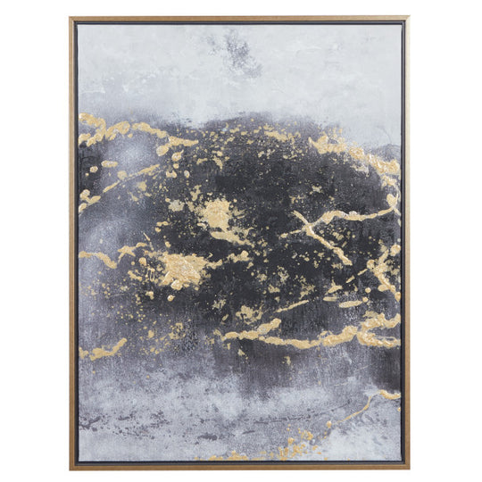 Smoky Grey and Gold Geode Ombre Wall Art with Gold Frame