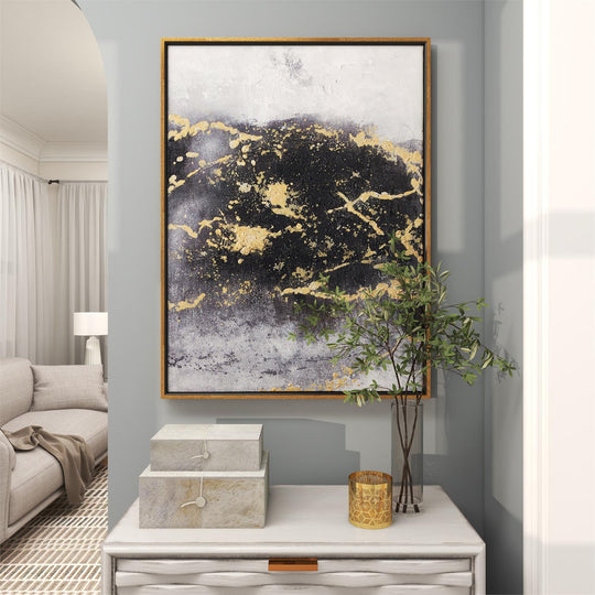 Smoky Grey and Gold Geode Ombre Wall Art with Gold Frame