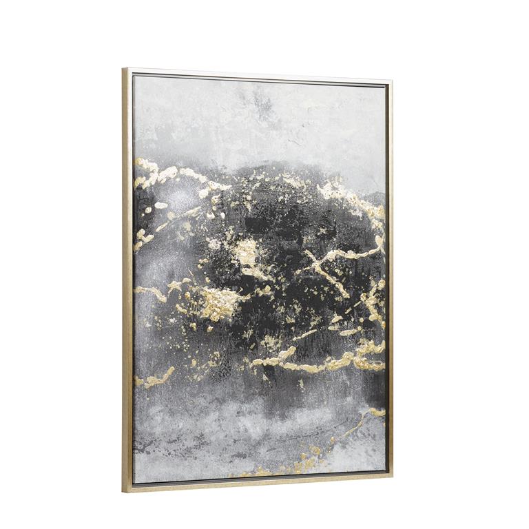 Smoky Grey and Gold Geode Ombre Wall Art with Gold Frame